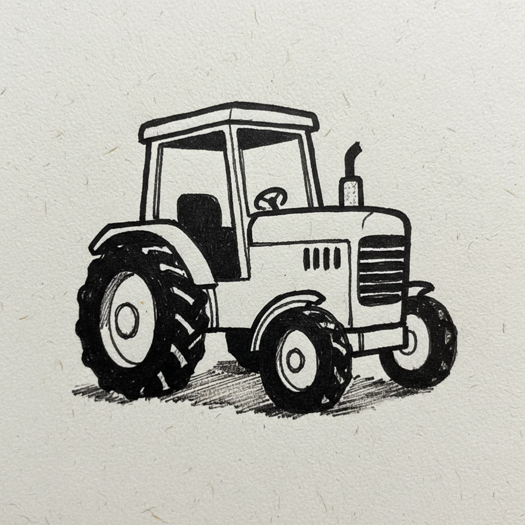 Tractor - easy marker drawing idea